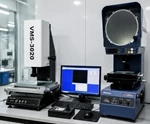 Optical measuring equipment used for precision quality inspection of aluminum parts in a clean inspection room.
