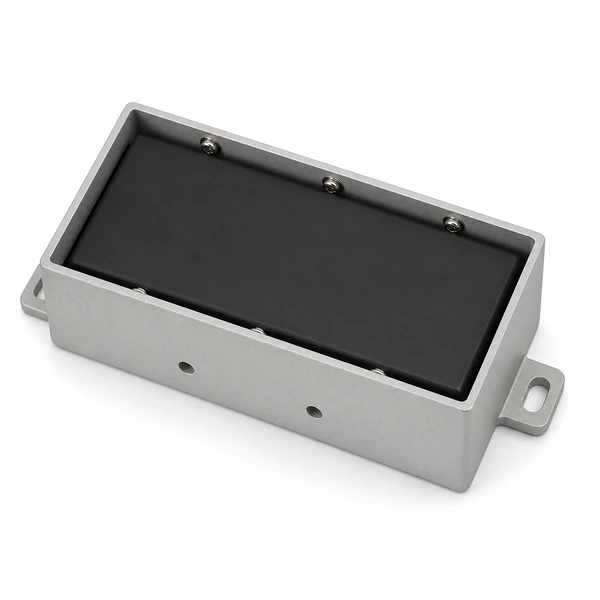 Aluminum housing tray with an unbranded black module secured by six sidewall screws.