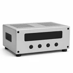 Aluminum control chassis fitted with a blank display module and four black push buttons in the original front openings.