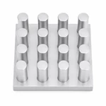 Aluminum pin-fin heat sink with a uniform 4 by 4 pin array for electronics cooling.