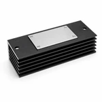 Power module plate mounted on a black anodized finned aluminum heat sink.