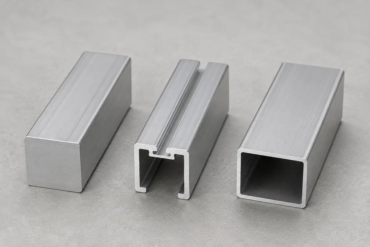 Solid, semi-hollow, and hollow aluminum extrusion profile cross sections